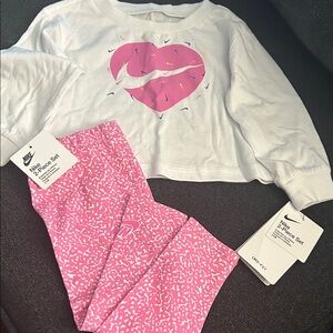 Nike Kids Heart Graphic  Set - Pink and White